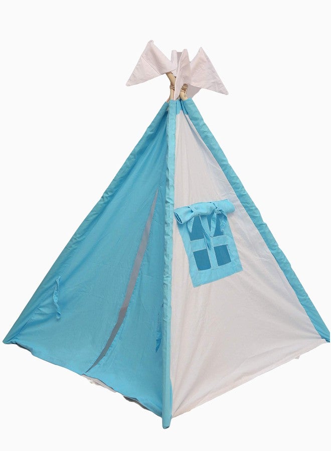 CREATIVE TEXTILES Tent House for Kids Cotton Tent House/Play House Flag Light Blue Baby Plush Pillow Without Cushions for 2 Yrs and Above Kids - Image 3